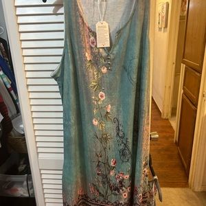 Green with gold sleeveless dress